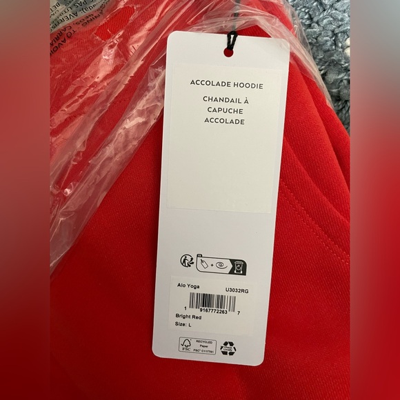 ALO Yoga NWT Accolade Hoodie Bright Red Color Unisex Oversized Size L - Picture 8 of 10